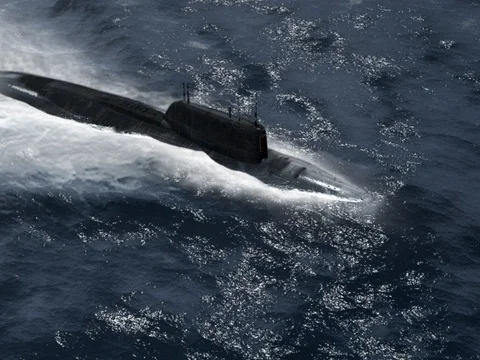 Submarine Sailing on the Surface Stock Footage 74232521