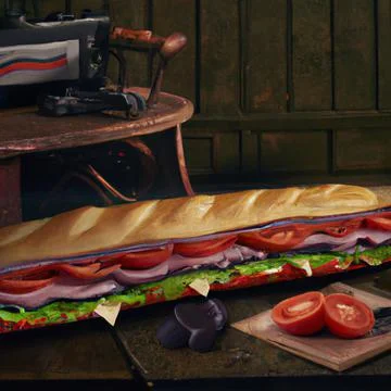 Submarine sandwich made with deli ham and salad food illustration Stock Illustration