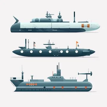 Submarine set vector isolated on white Ilustración de archivo