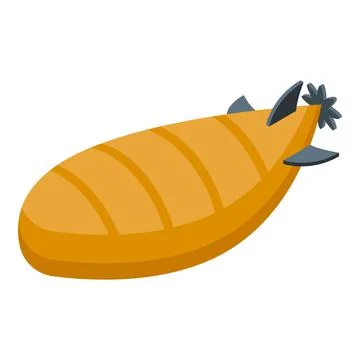 Submarine shaped bread floating, bakery product taking on water, creative f.. Stock Illustration