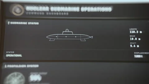 Submarine Silhouette With Operational Reactor Status 4K Видео 341843611