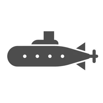 Submarine solid icon. Military sub boat, underwater bathyscaphe symbol, glyph Stock Illustration