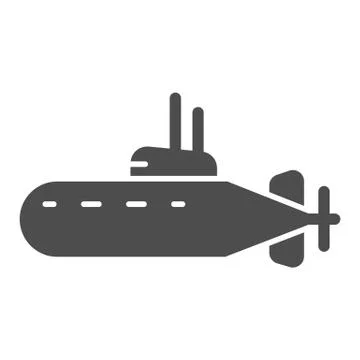 Submarine solid icon, nautical concept, underwater boat sign on white background Stock Illustration