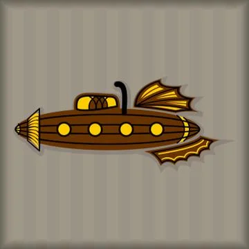 Submarine Steampunk Style vector image イラスト素材
