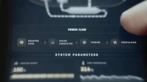 Submarine System Parameters With Vessel Schematic And Component Status 4K Stock-Footage 341844040