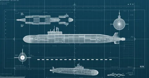 Submarine Technical Drawing Blueprint Time Lapse Stock-Footage 194272085