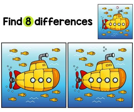 Submarine Vehicle Find The Differences Stock Illustration