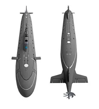 Submarine view from above 3D rendering Stock Illustration