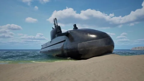 Submarine washed ashore Stock Footage 270378098