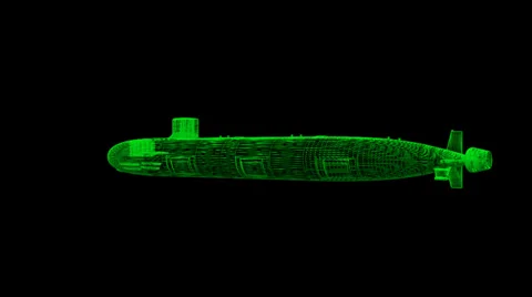 Submarine Wireframe Stock Footage 36043566