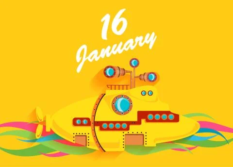 Submarine on a yellow background Stock Illustration