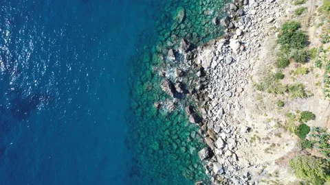 Submerged cliffs A bird's eye view of a deserted beach The white sandy coastline Stock Footage 237523666
