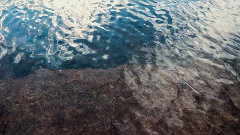 Submerged Rock Under Rippling Clear Lake Water Stock Footage 336405009