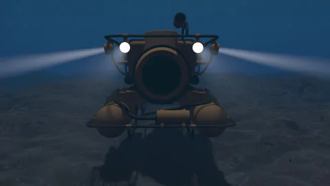 Submersible ROV working at the bottom of deep sea Stock Footage 245265245