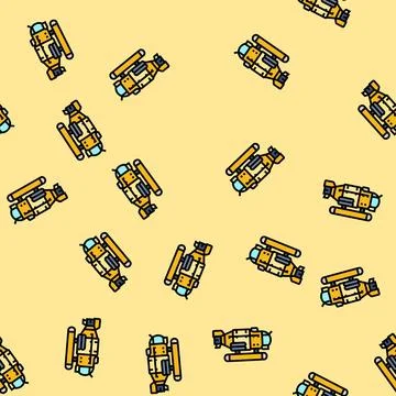 Submersible world ocean vector seamless pattern Stock Illustration
