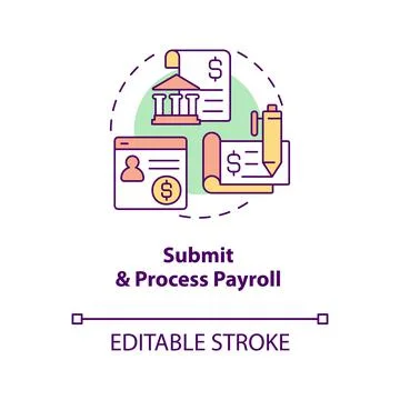 Submit and process payroll concept icon Illustrazione stock