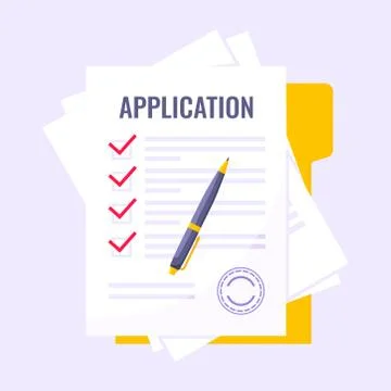 Submit application document form flat style design icon sign vector illustration Stock Illustration