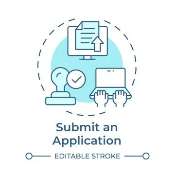 Submit an application soft blue concept icon Stock Illustration