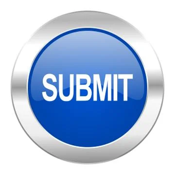 Submit blue circle chrome web icon isolated. Stock Illustration