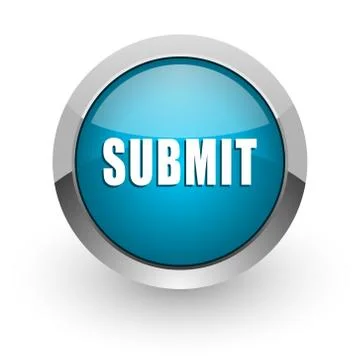 Submit blue silver metallic chrome border web and mobile phone icon on white  イラスト素材
