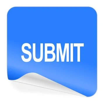 Submit blue sticker icon. Stock Illustration