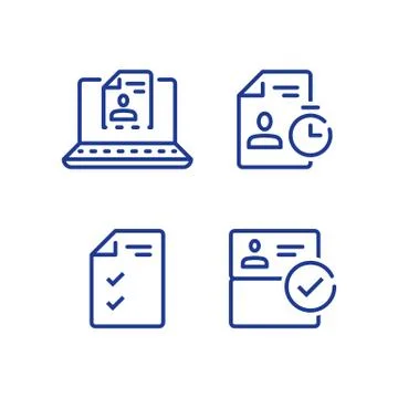 Submit document online, distant service, send resume by internet Illustrazione stock