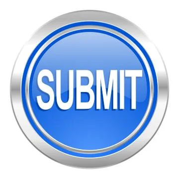 Submit icon, blue button. Stock Illustration