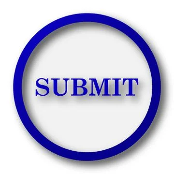 Submit icon. Blue internet button on white background.. Illustrazione stock