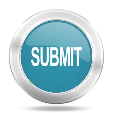 Submit icon, blue round metallic glossy button, web and mobile app design ill イラスト素材