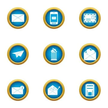 Submit icons set, flat style Illustrazione stock