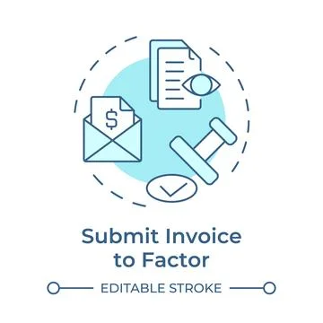 Submit invoice to factor soft blue concept icon Stock Illustration