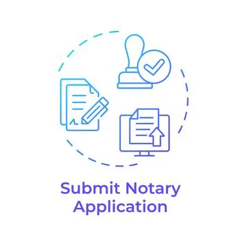 Submit notary application blue gradient concept icon Stock Illustration