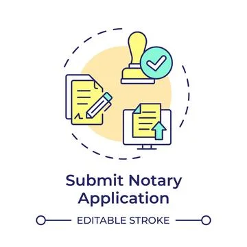 Submit notary application multi color concept icon Stock Illustration