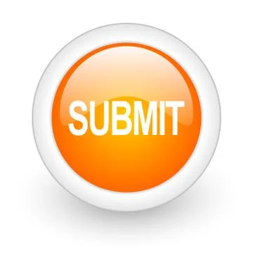 Submit orange glossy web icon on white background. Stock Illustration