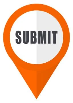 Submit orange pointer vector icon in eps 10 isolated on white background. Stock Illustration