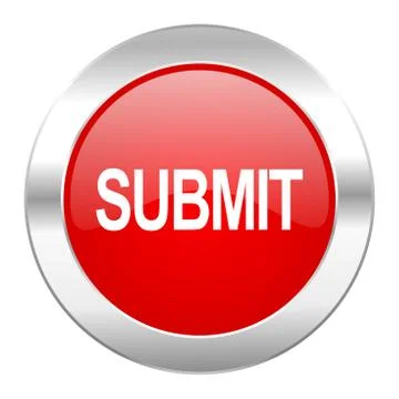 Submit red circle chrome web icon isolated. Illustrazione stock