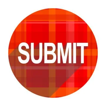 Submit red flat icon isolated. Illustrazione stock