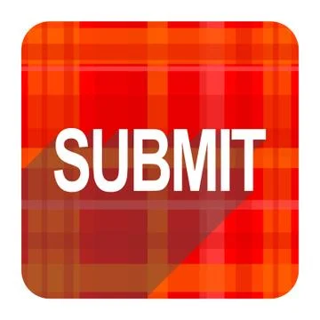 Submit red flat icon isolated. Illustrazione stock