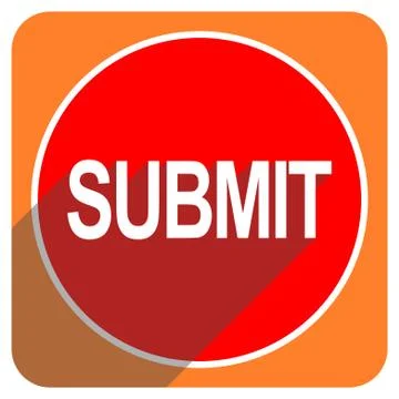Submit red flat icon isolated. Illustrazione stock