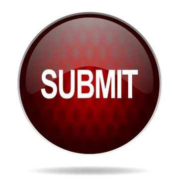 Submit red glossy web icon on white background. 스톡 일러스트