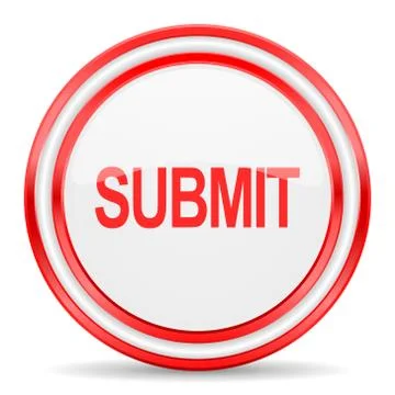 Submit red white glossy web icon Stock Illustration