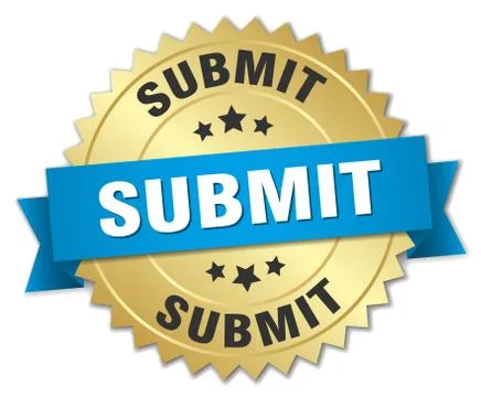 Submit round isolated gold badge Stock Illustration