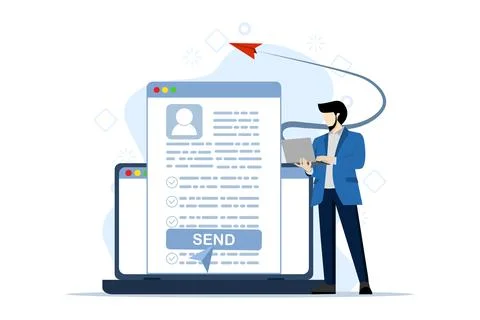 Submit your draft Employer CV, vacancies with small people. Stock Illustration
