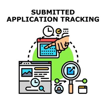 Submitted application tracking process flat concept Illustrazione stock