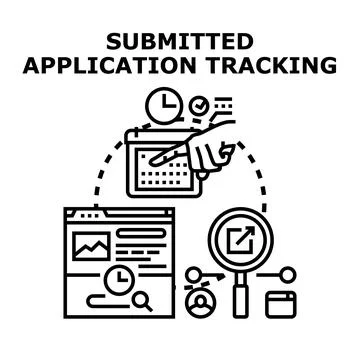 Submitted application tracking process flat concept 库存插图