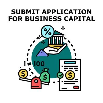Submitting application for business capital financing document Stock Illustration