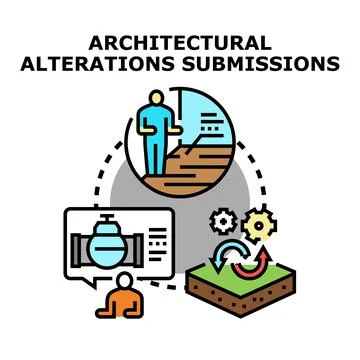 Submitting architectural alteration plans and construction project changes Illustrazione stock