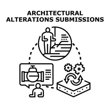 Submitting architectural alteration plans and construction project changes 库存插图