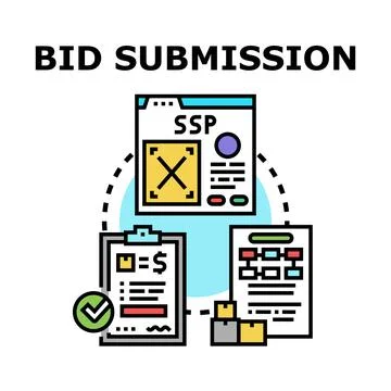 Submitting a bid proposal document for business Stock Illustration
