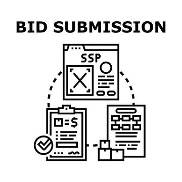 Submitting a bid proposal document for business Stock Illustration
